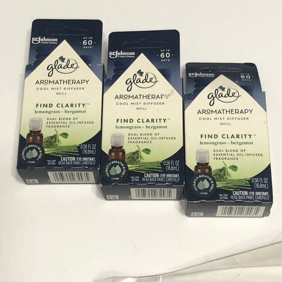 Glade Aromatherapy Cool Mist Lot of 3 Oil Diffuser Refill Clarity Lemongrass NEW - Picture 1 of 6